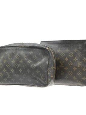 LOUIS VUITTON 2 Set Trousse Toilette Poche Toilette Bag Monogram Leather 09KC593